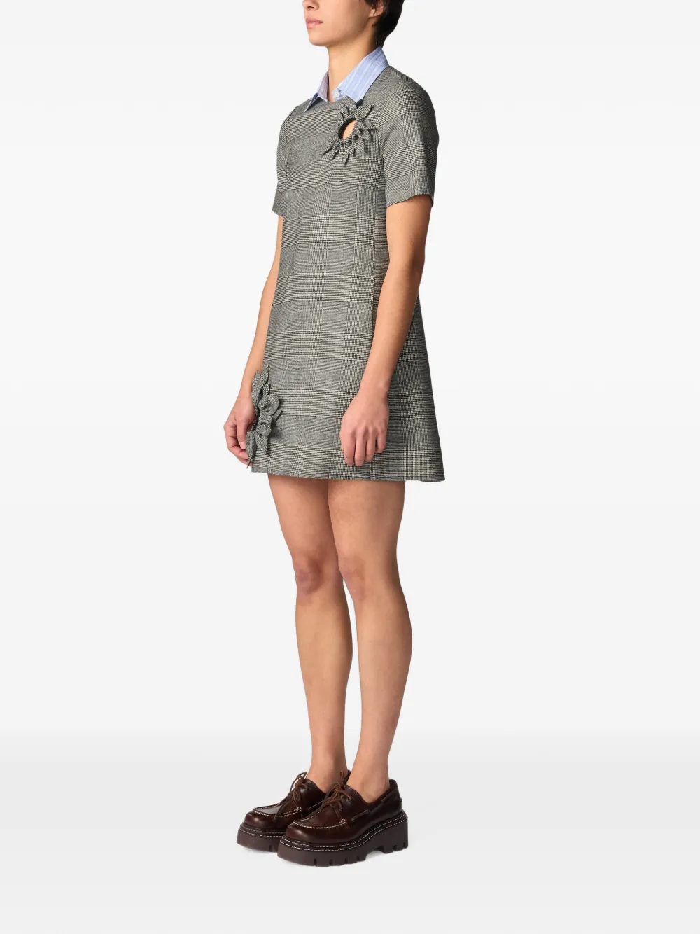 Monse Mini-jurk met Prince of Wales-ruit en zonnebloemdetail Grijs