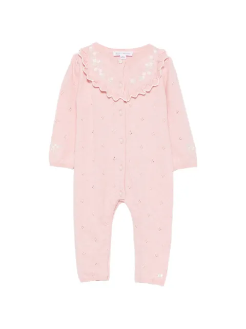 Tartine Et Chocolat ruffled-trim floral-embroidered romper