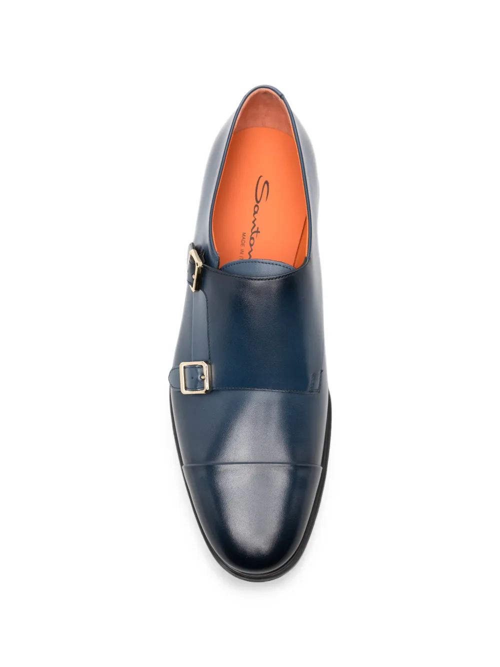 Santoni double buckle-strap leather monk shoes Blauw