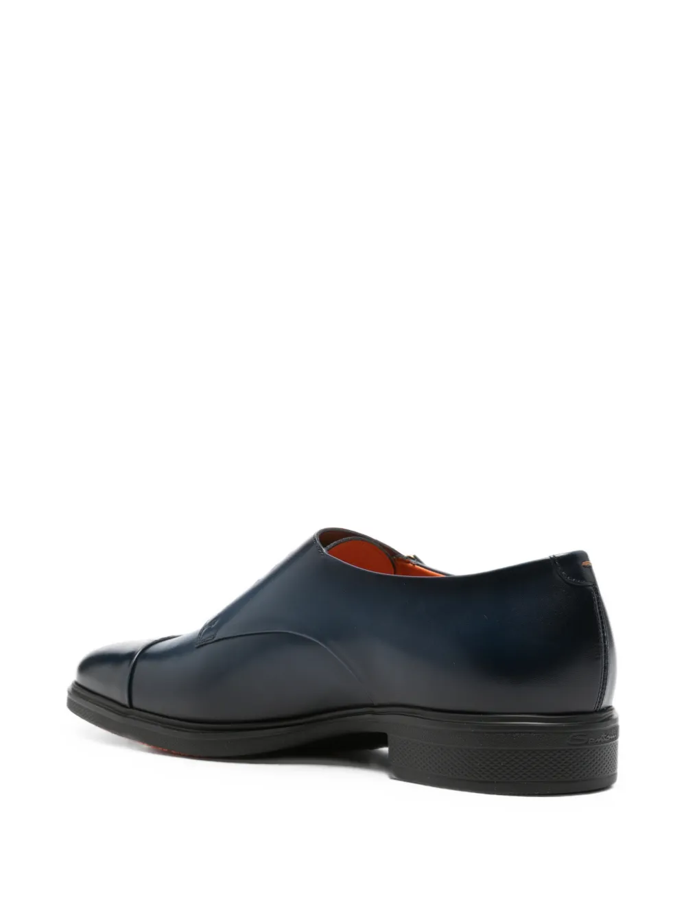 Santoni double buckle-strap leather monk shoes Blauw