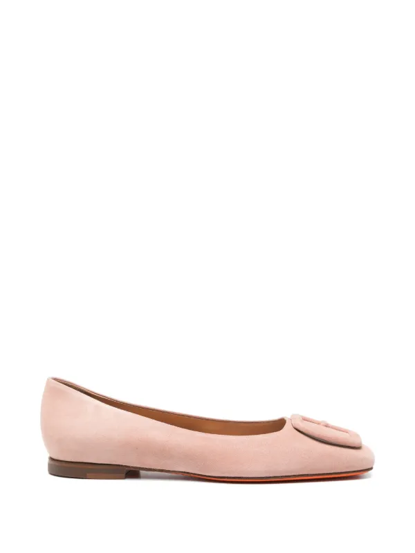 Santoni Square-toe Ballet Flats in Pink