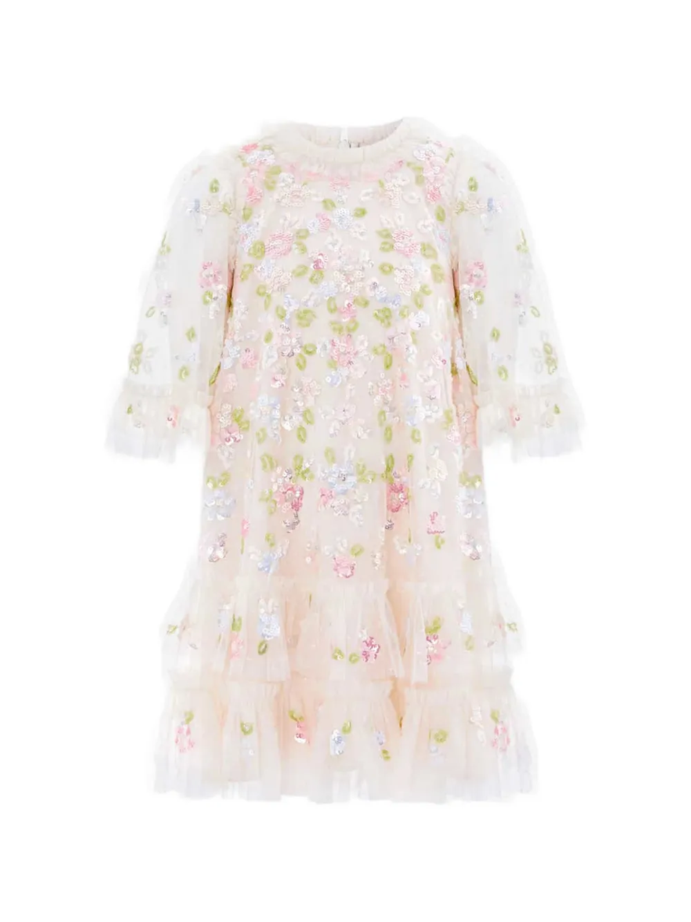 NEEDLE & THREAD KIDS sequin-embellished ruffled midi dress - Blanc NEEDLE & THREAD KIDS sequin-embellished ruffled midi dress - Blanc