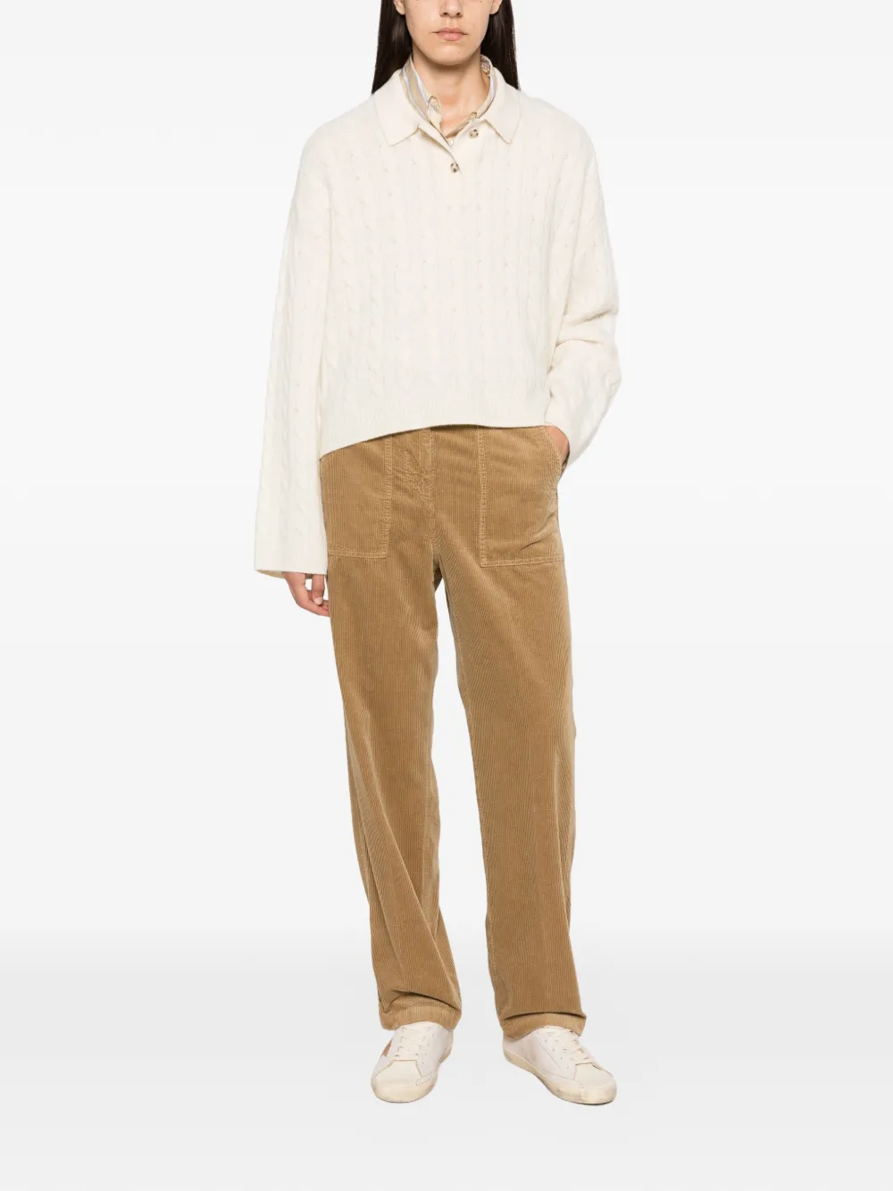 ASPESI Ribfluwelen broek Beige