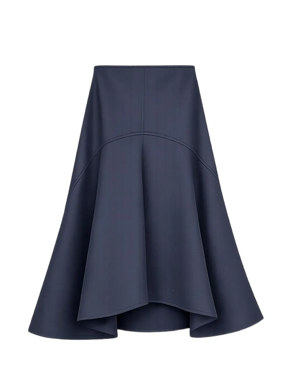 Plan C Panelled Asymmetric Midi Skirt In Blue