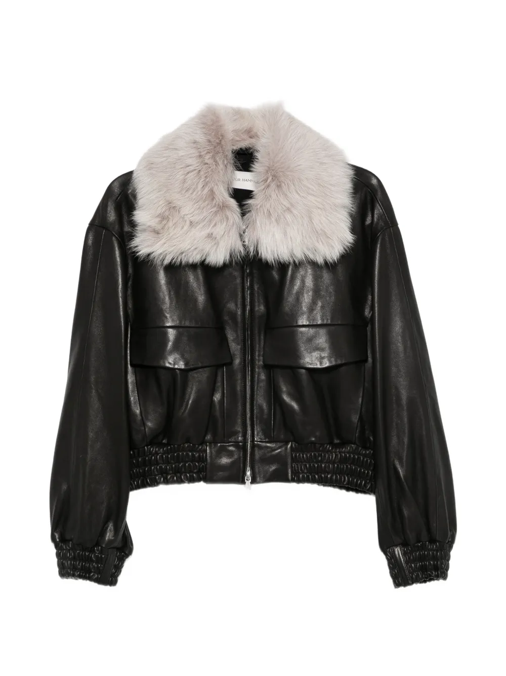 Nour Hammour Ellery fur-collar leather jacket