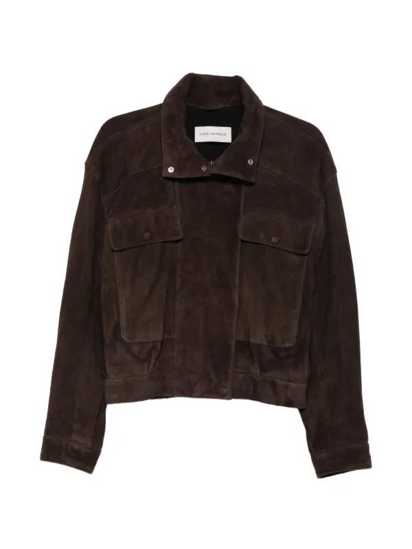 Nour Hammour Quincy Suede Jacket in Brown