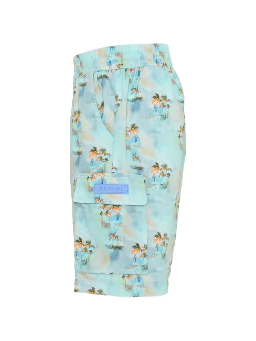Palm Angels Kids Cargoshorts met AOP-palmen-print Blauw