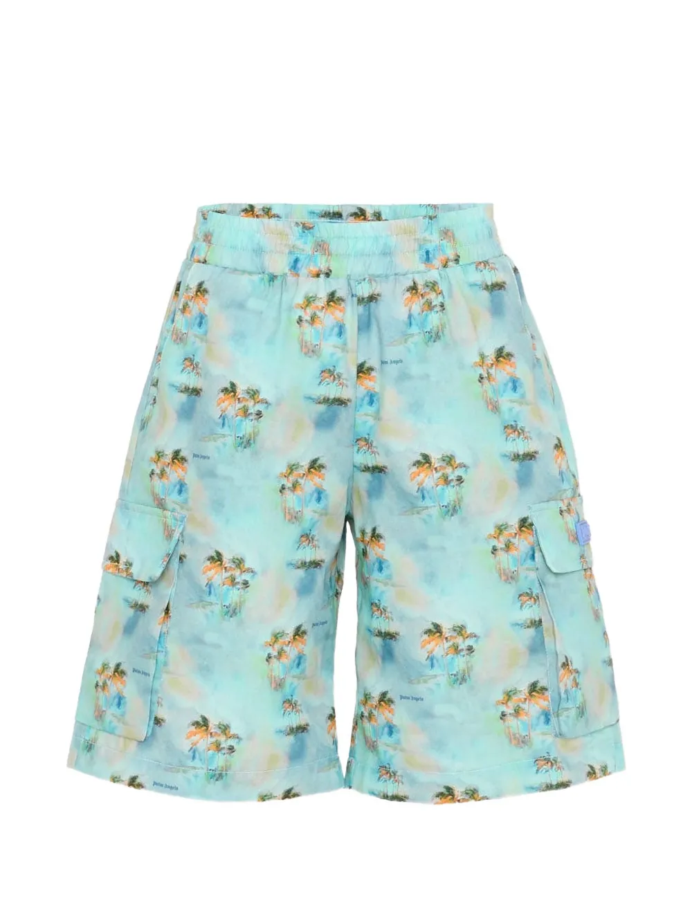Palm Angels Kids AOP palms cargo shorts - Blu