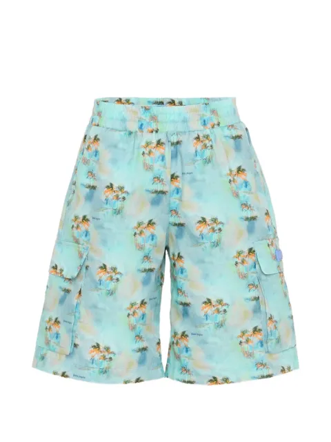 Palm Angels Kids AOP palms cargo shorts