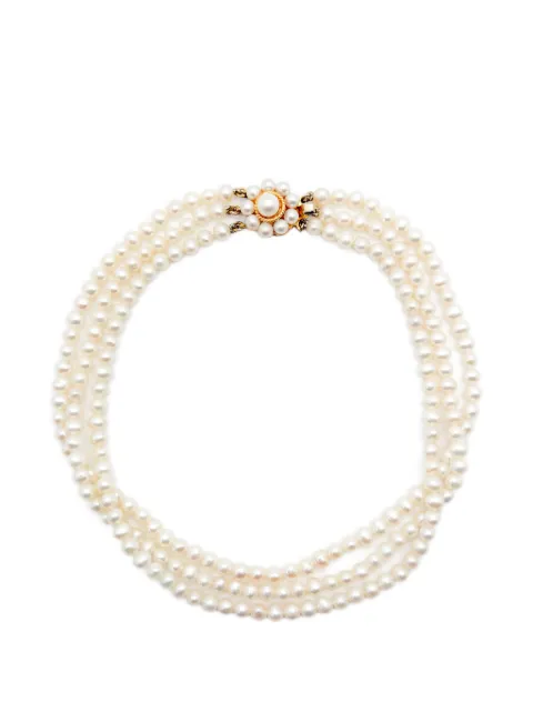 Jennifer Gibson Jewellery 1990s flower-clasp pearl necklace