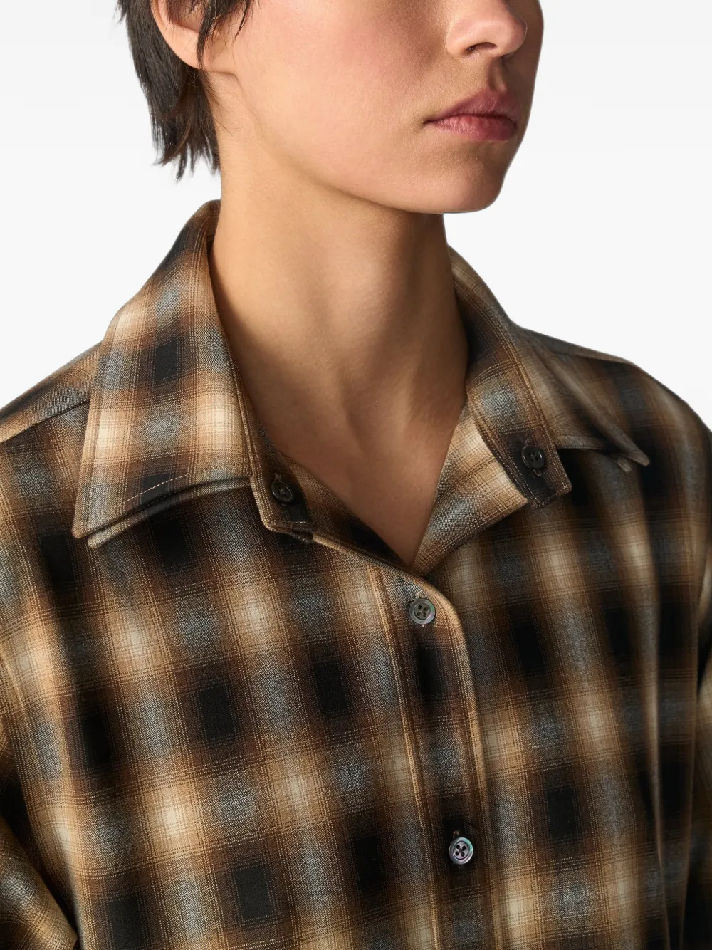 Monse plaid asymmetric-draped shirt mini dress Bruin