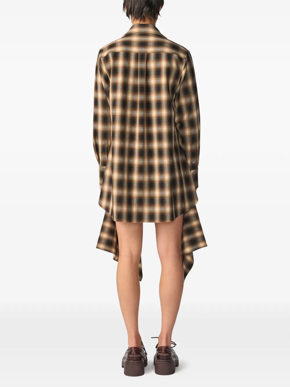 Monse plaid asymmetric-draped shirt mini dress Bruin