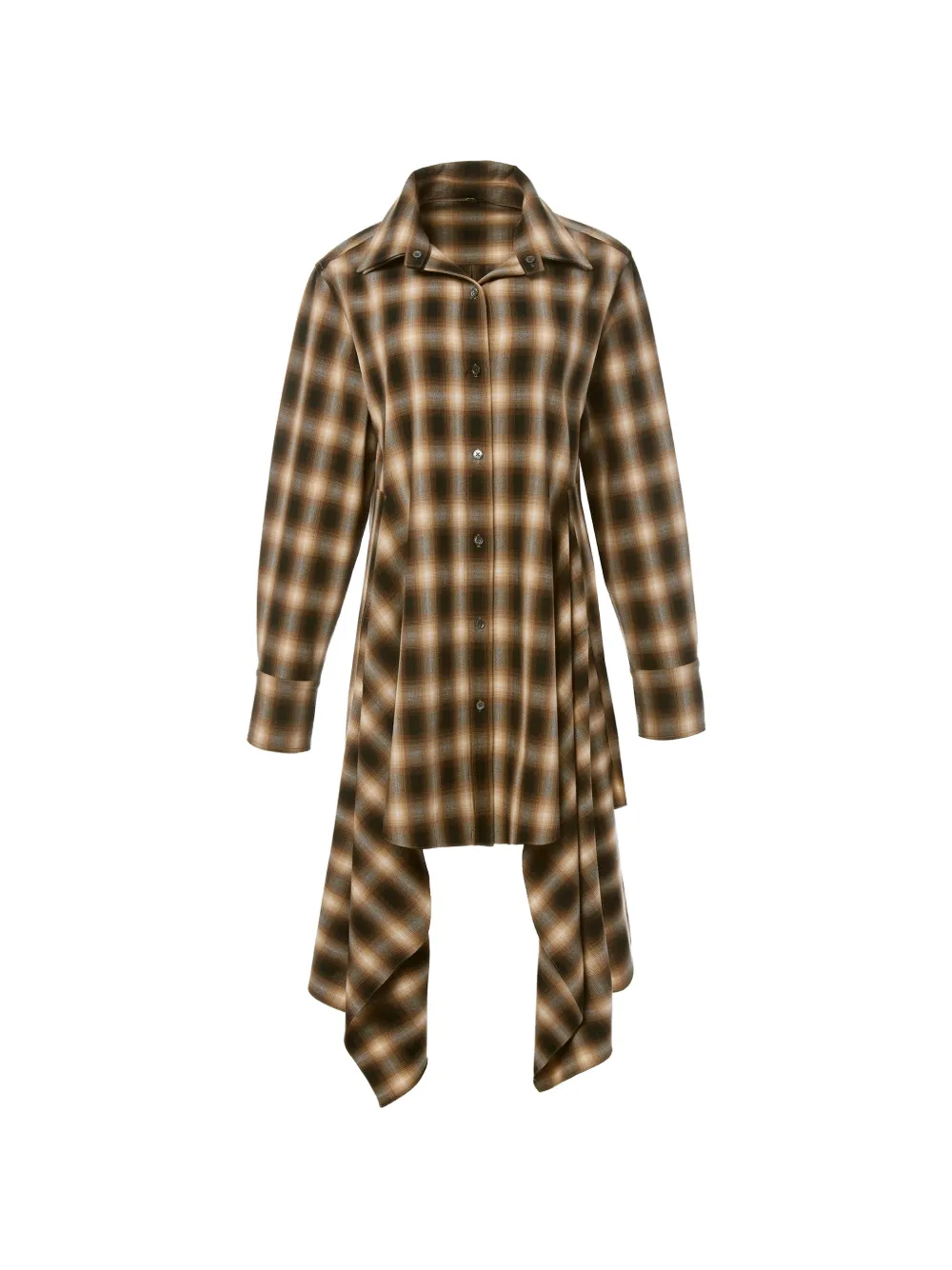 Monse plaid asymmetric-draped shirt mini dress Bruin