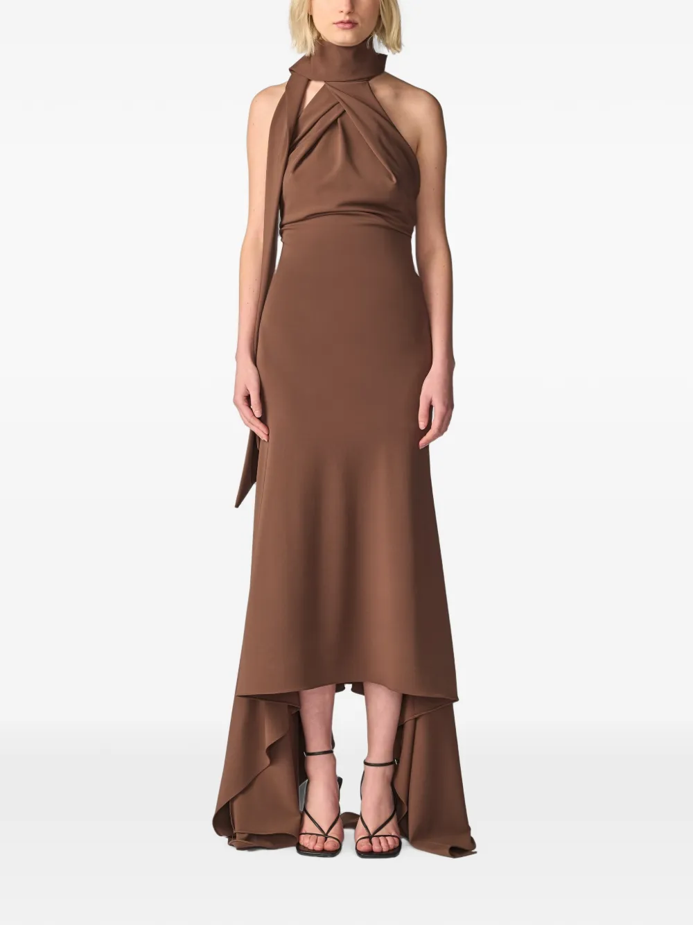 Monse Asymmetrische midi-jurk met gedraaide voorkant Bruin