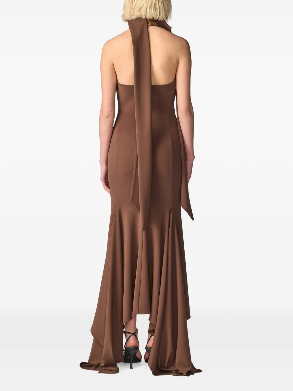 Monse Asymmetrische midi-jurk met gedraaide voorkant Bruin
