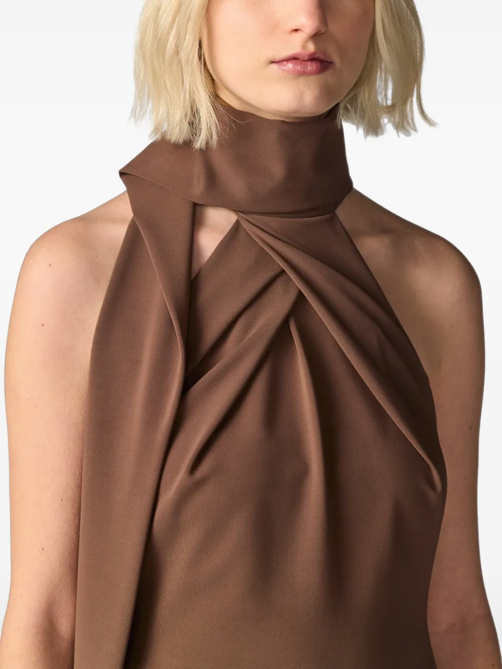 Monse Asymmetrische midi-jurk met gedraaide voorkant Bruin