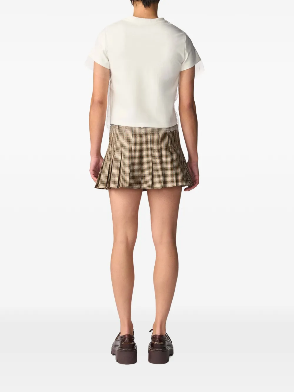 Monse Mini-plooirok met ceintuur Beige