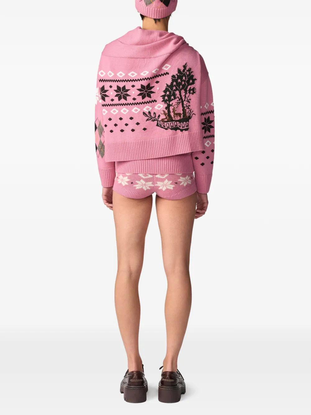 Monse Fair Isle trui met sjaaldetail Roze