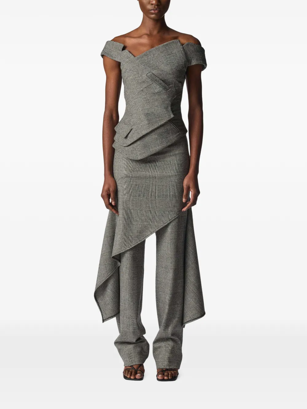 Monse Broek met asymmetrische roklaag Grijs