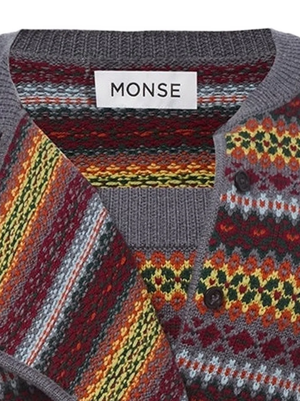 Monse Fair Isle vestset met watervalvoorpand Grijs