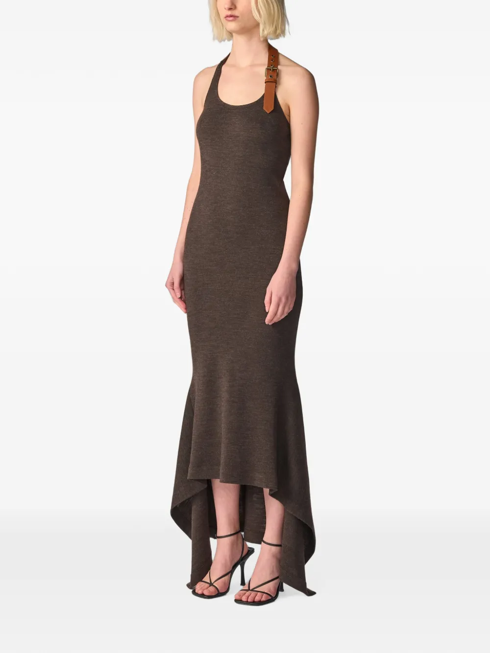 Monse Maxi-halterjurk met ceintuur Bruin