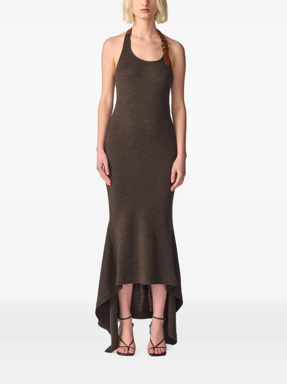 Monse Maxi-halterjurk met ceintuur Bruin