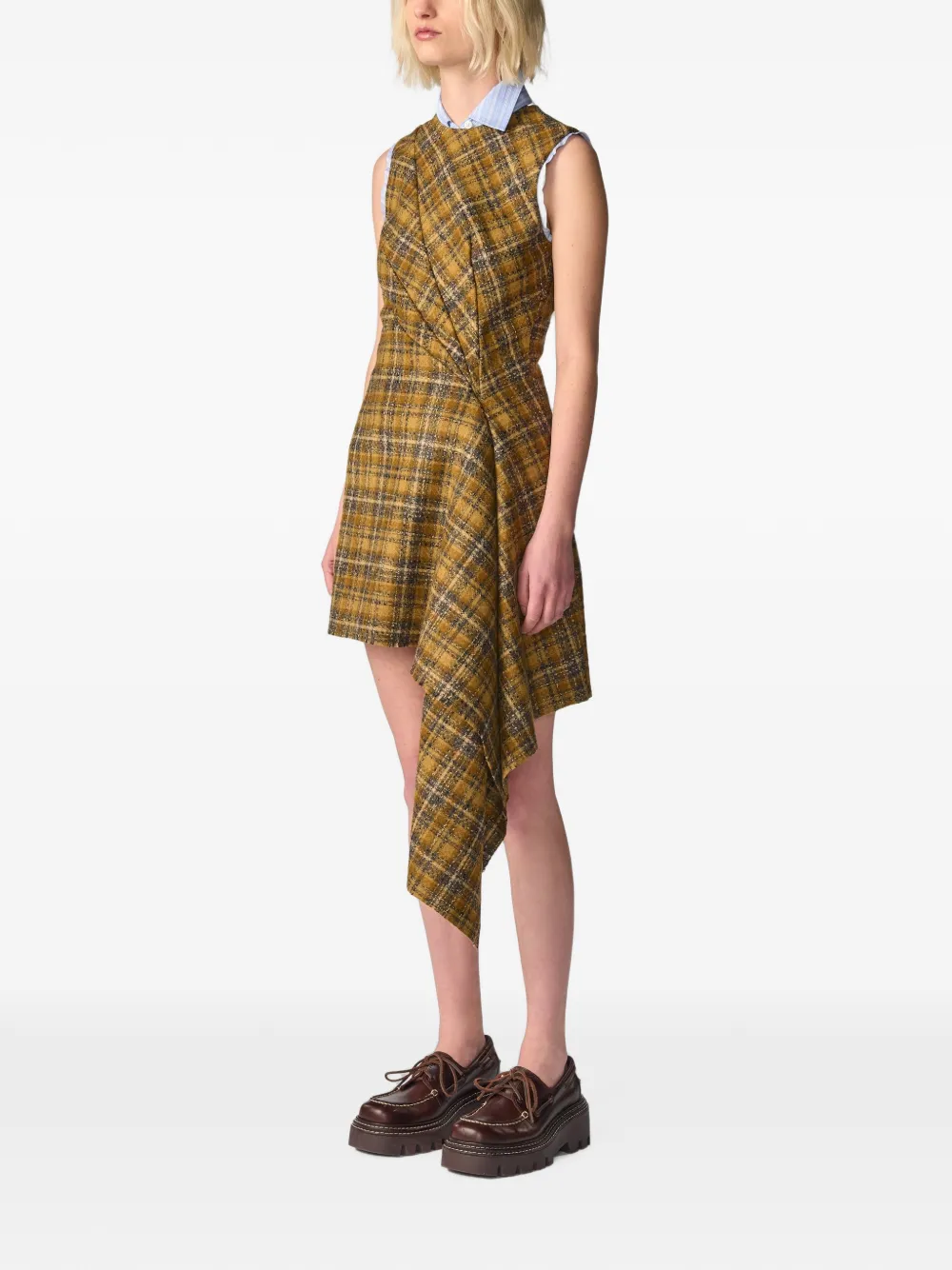 Monse Gedrapeerde tweed mini-jurk Geel