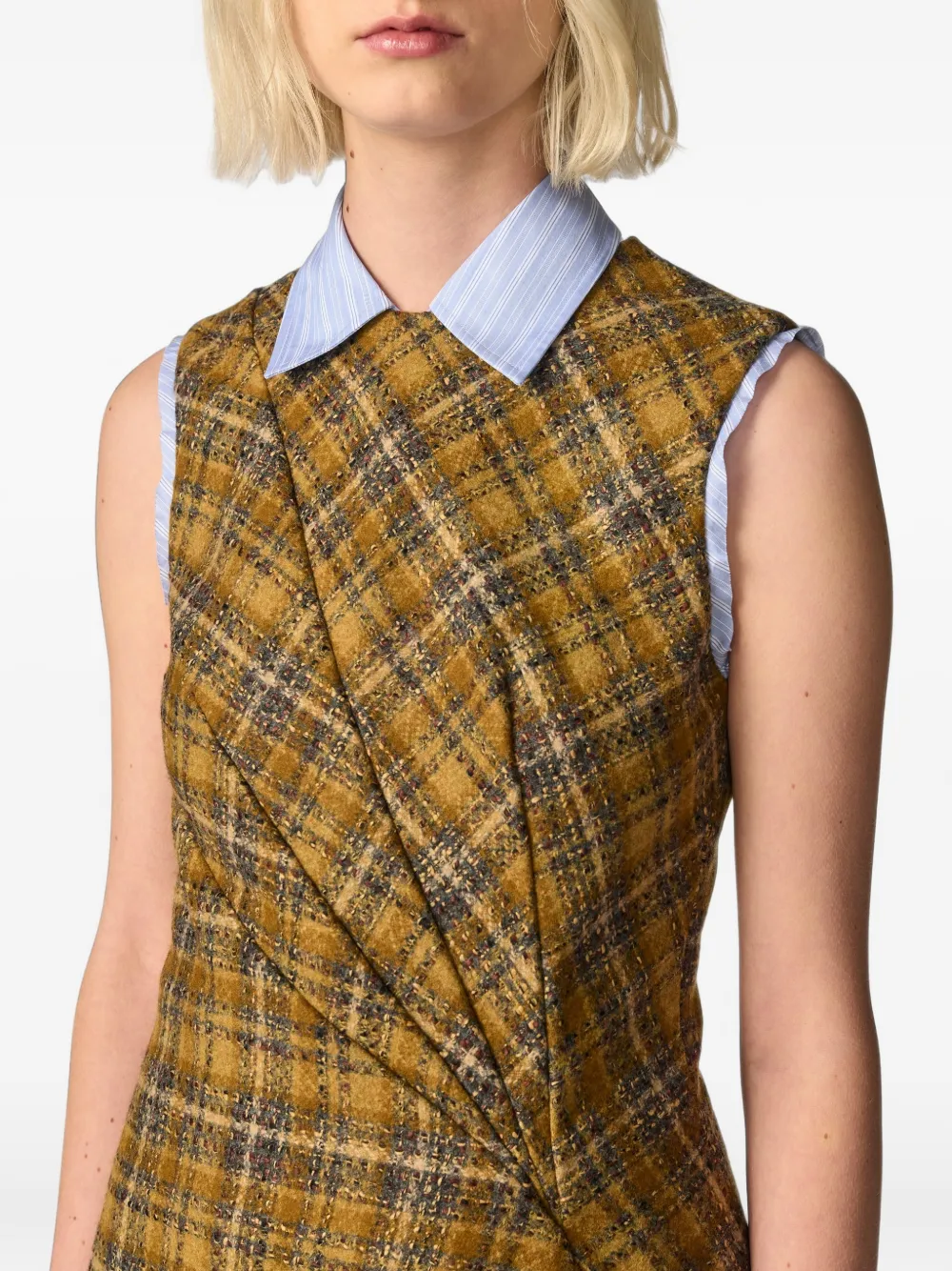 Monse Gedrapeerde tweed mini-jurk Geel