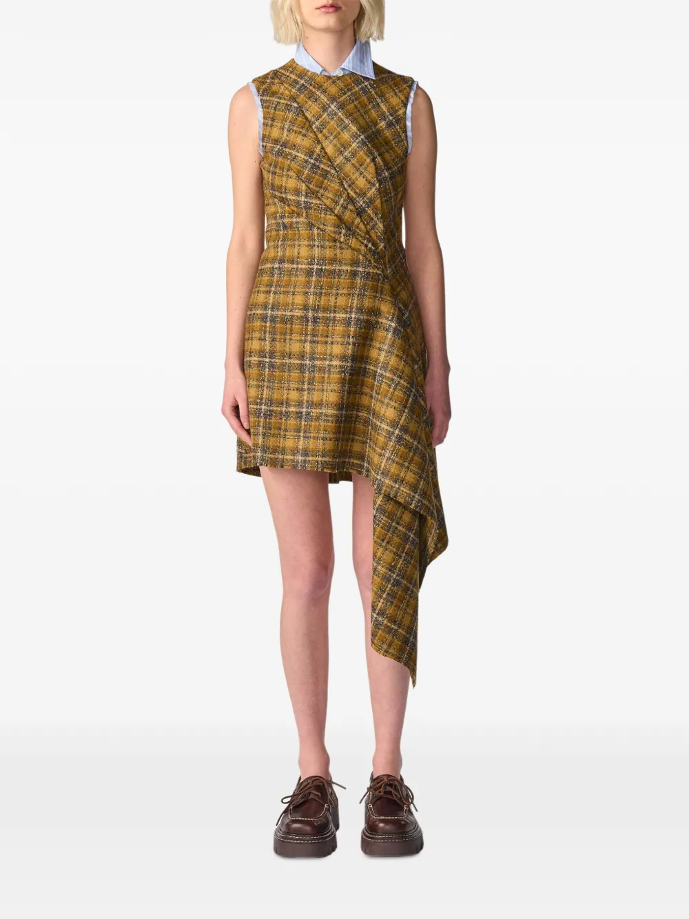 Monse Gedrapeerde tweed mini-jurk Geel