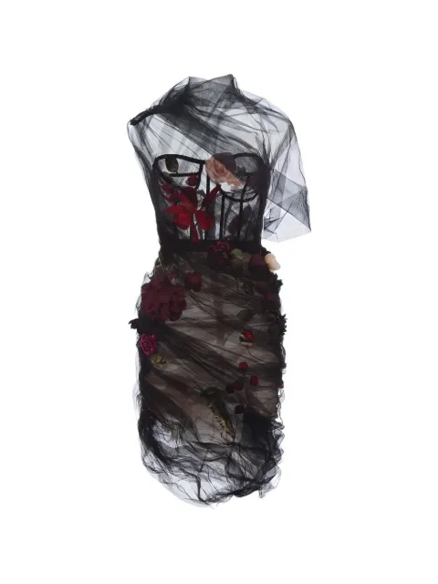 Monse floral-appliqué corset-style midi dress