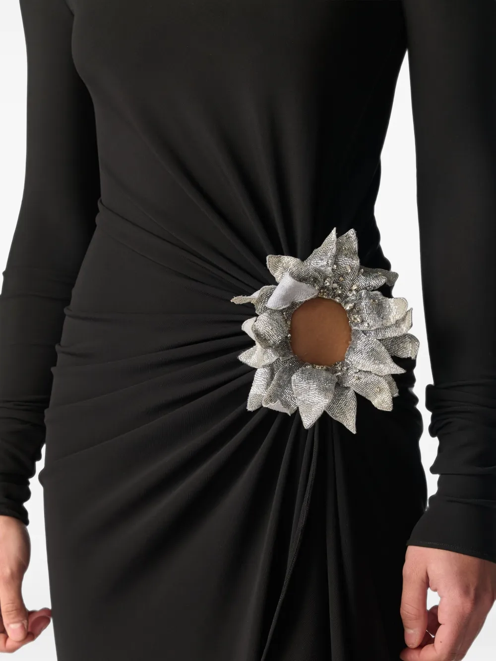 Monse Gedrapeerde mini-jurk met uitgesneden details Zwart