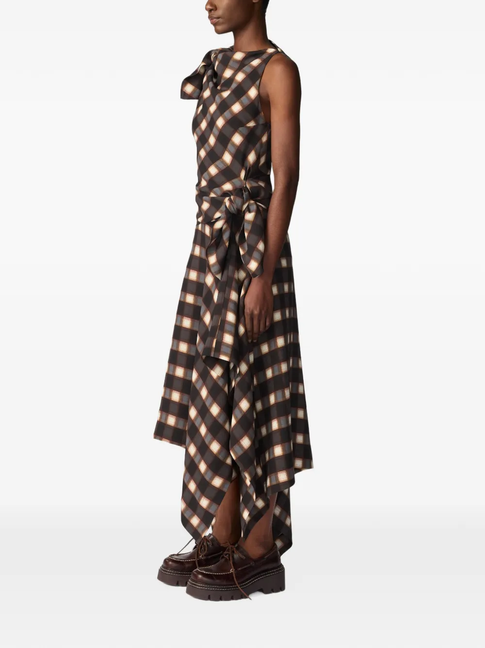 Monse Midi-jurk met geknoopte asymmetrische zoom Zwart