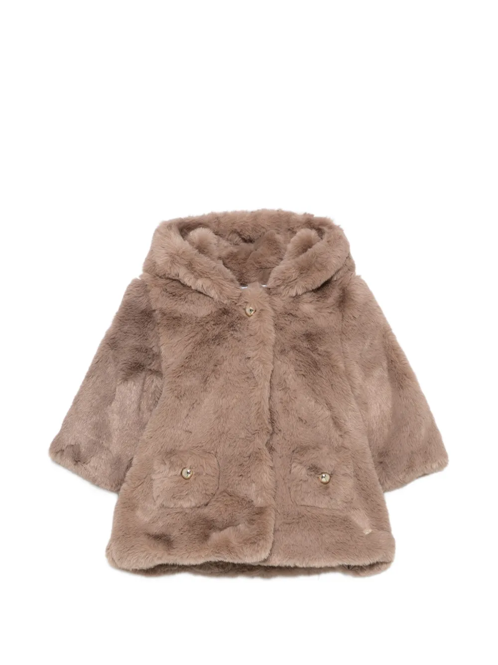 Tartine Et Chocolat hooded faux-fur coat - Marrone