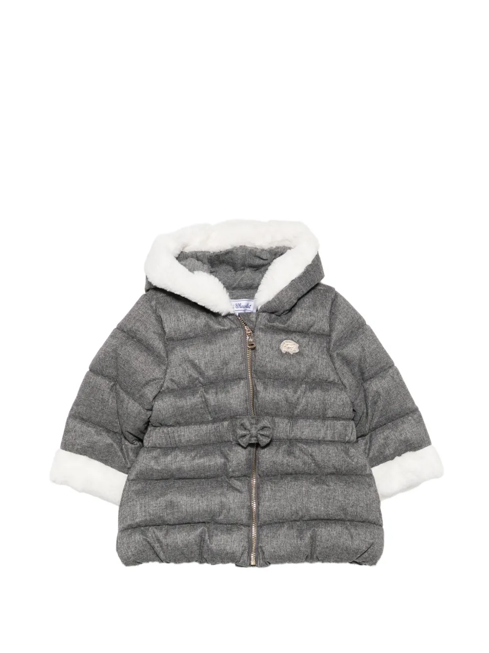 Tartine Et Chocolat bow-detail hooded padded coat - Grigio