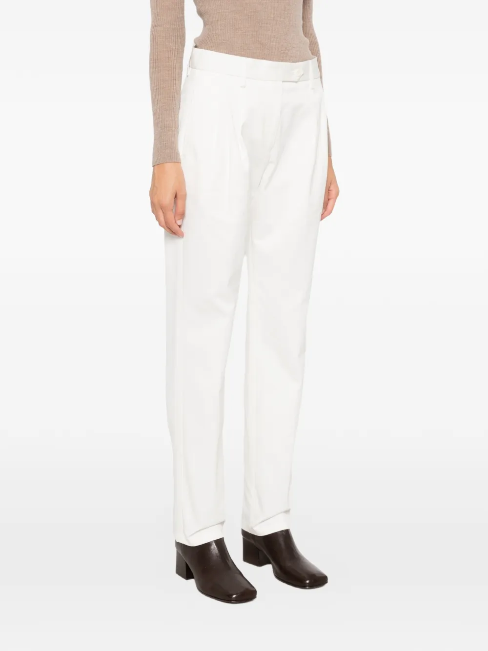 ASPESI Katoenen broek met dubbele plooien Wit