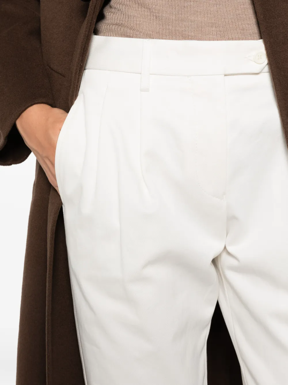 ASPESI Katoenen broek met dubbele plooien Wit