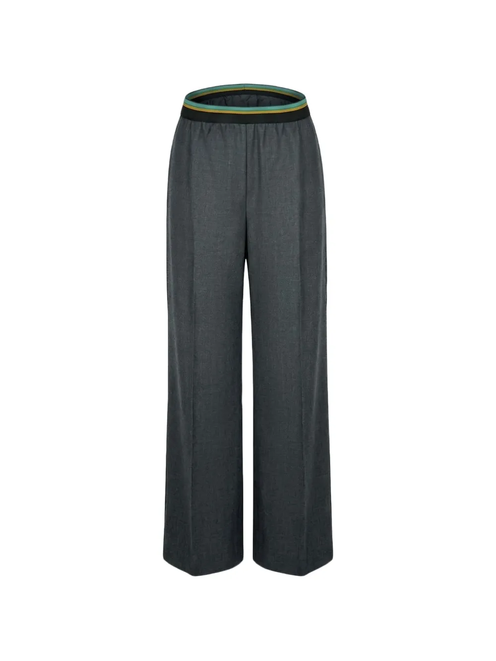Plan C Striped-waistband Wool Trousers In Grey