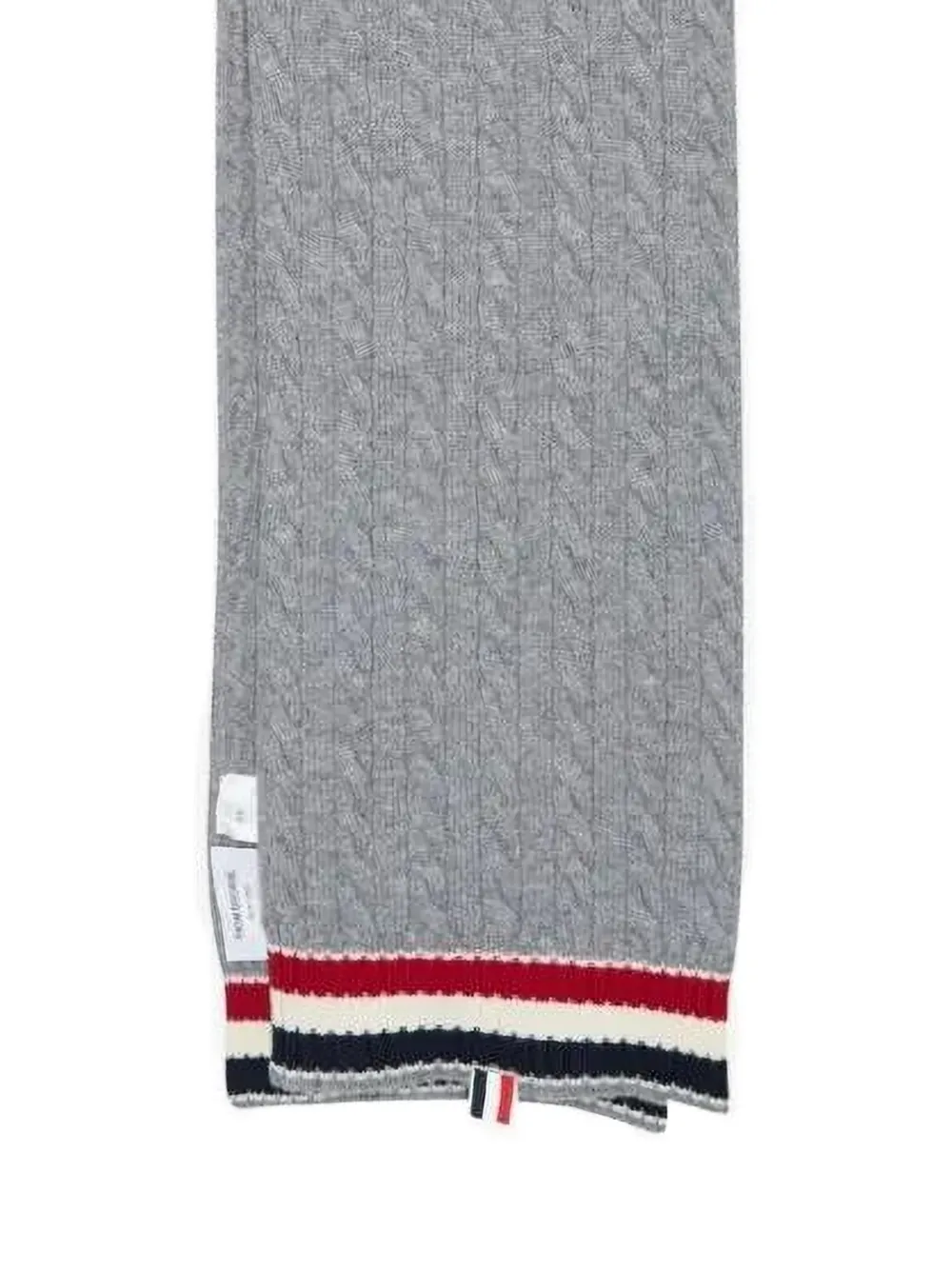 Thom Browne Cable-knit Ribbed Scarf in Grey, view 2