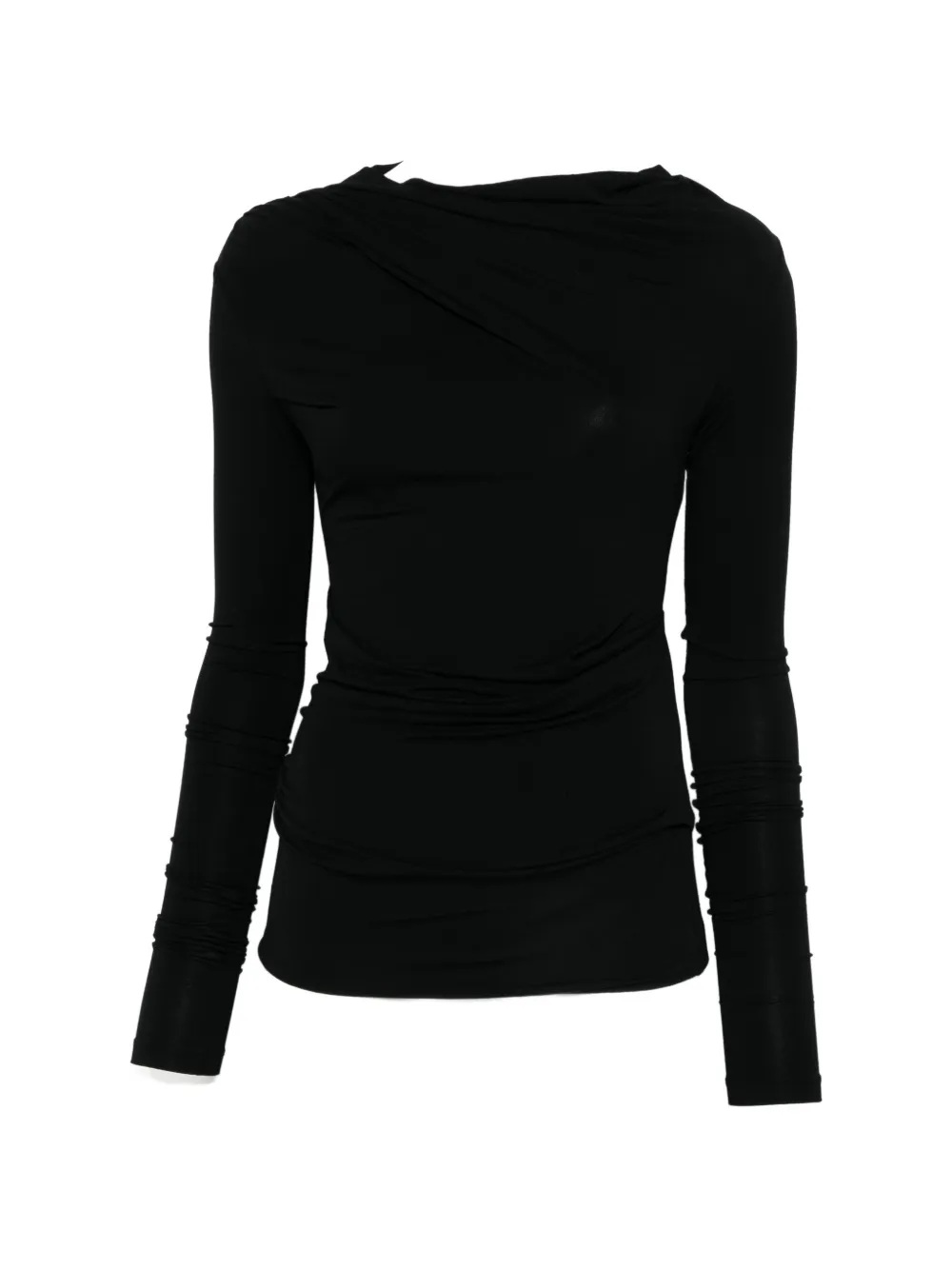 Entire Studios Draped Long-sleeve Top In Black