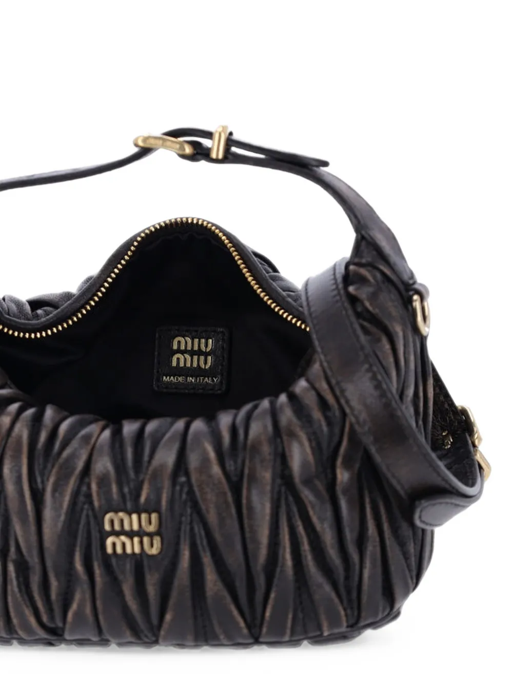 Miu matelassé leather tote bag Bruin