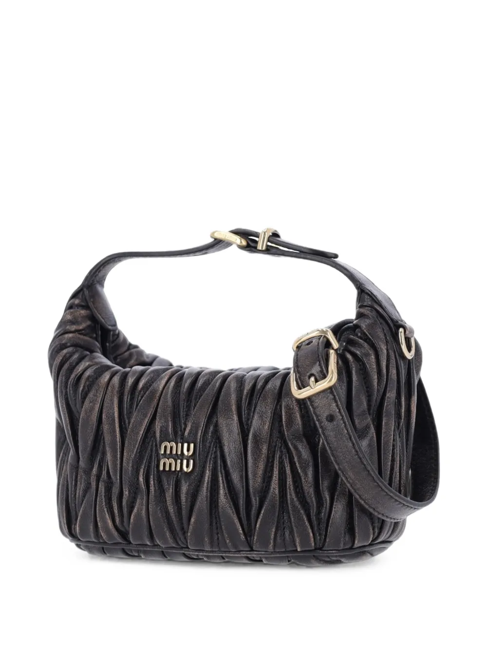 Miu matelassé leather tote bag Bruin