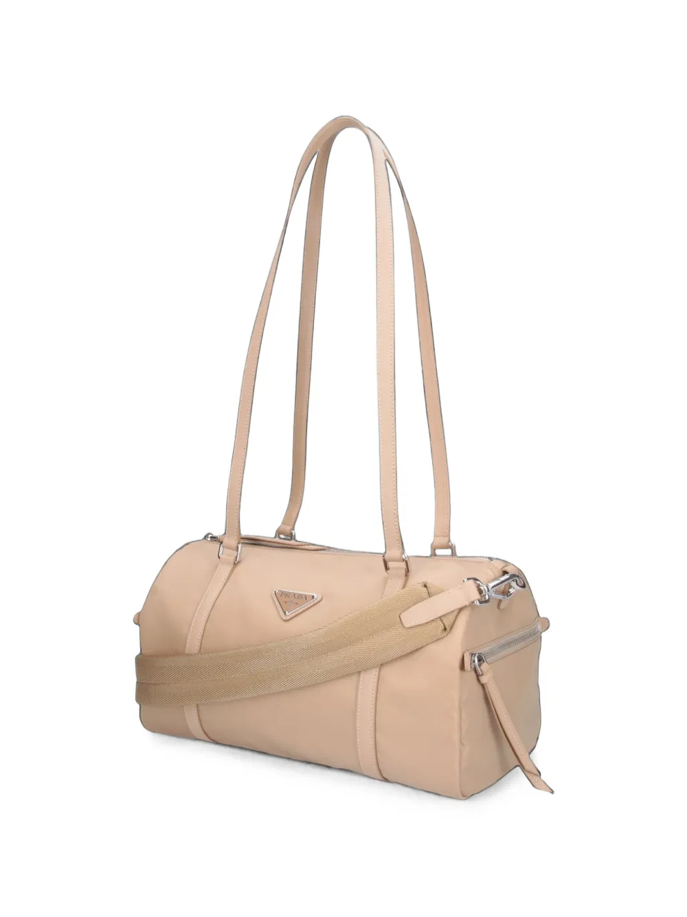 Prada logo-plaque tote bag Beige