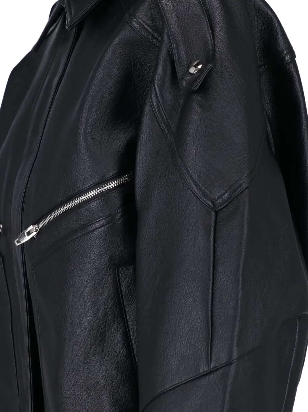 The Frankie Shop Hudson faux-leather bomber jacket black Zwart