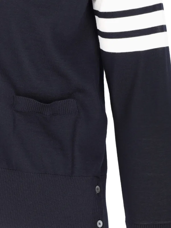Thom Browne Merino Wool 4-bar Classic V-neck Cardigan | Blue