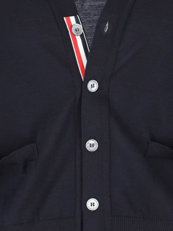 Thom Browne Merino Wool 4-bar Classic V-neck Cardigan | Blue