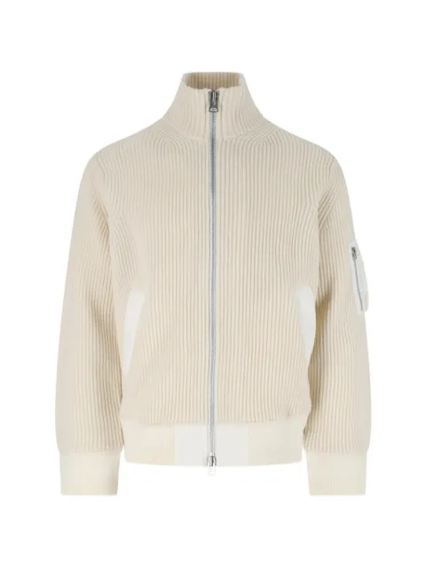 sacai ribbed zip-up cardigan