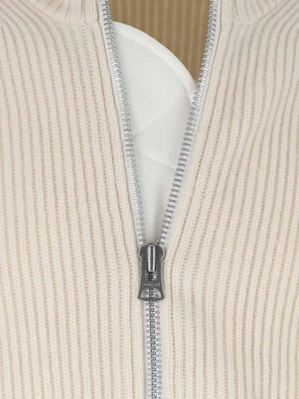sacai Geribbeld vest met rits Wit