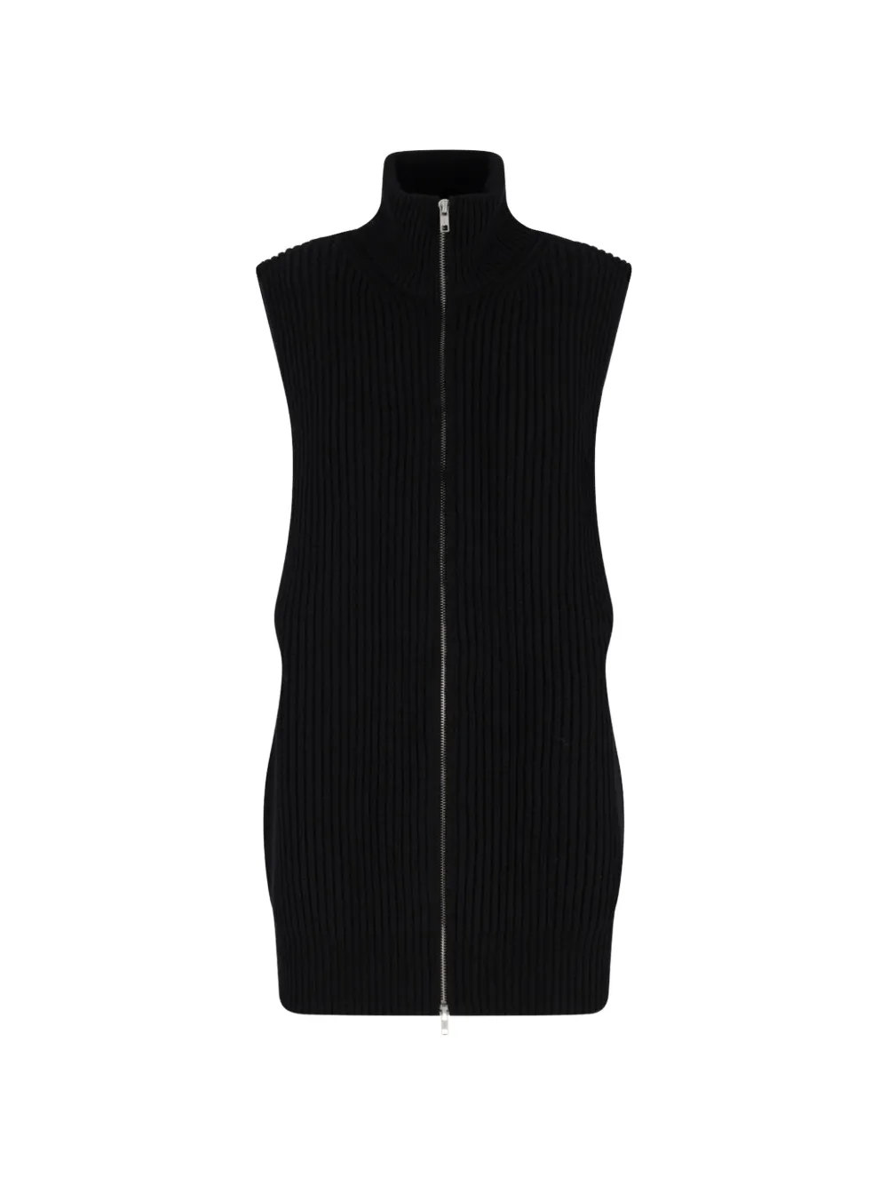 MM6 Maison Margiela ribbed-knit zip-up cardigan - Nero