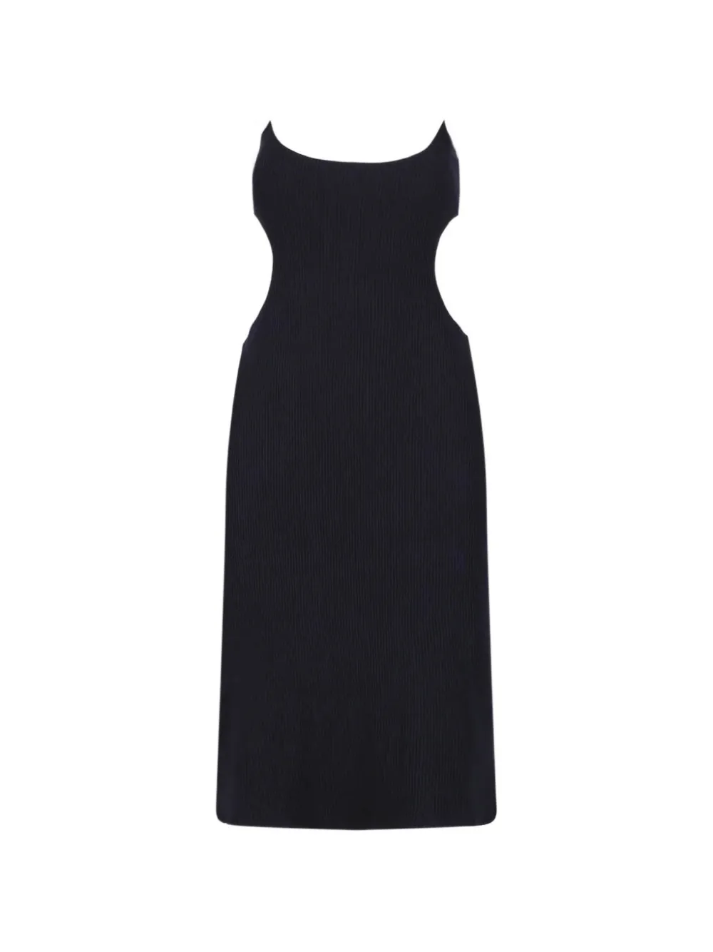 Marine Serre Moon logo bicolor ribbed jersey cutout long dress Zwart