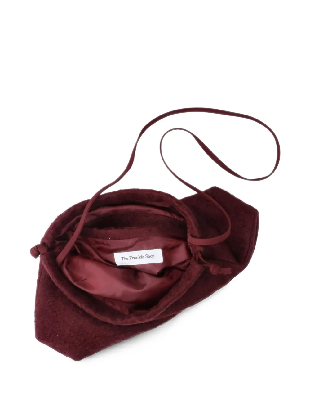 The Frankie Shop Morgan bouclé small pouch burgundy Rood